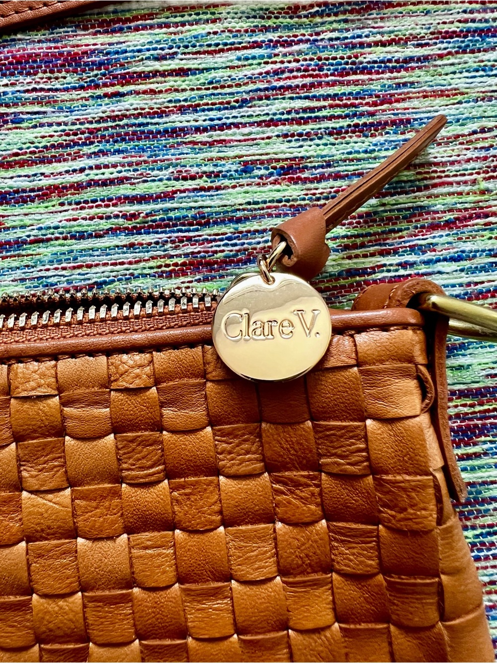 Clare V Woven Shoulder Bag in Tan/Cognac NWOT - Picture 3 of 6